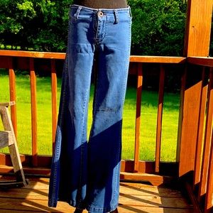 Free People Bell Bottom Flare Blue Jeans Size 27